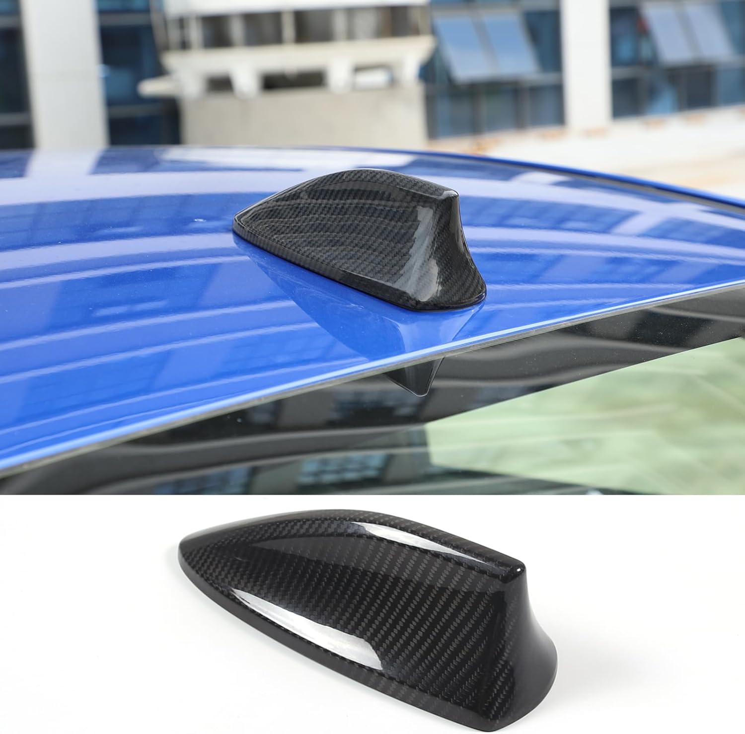 Carbon Fiber Car Shark Fin Antenna Cover Radio Signal Base Sticker Interior Trim Compatible with Subaru WRX 2022 2023, 1PCS Accessories (Black Carbon)