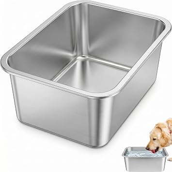 Bwogue 3 Gallon Large Water Bowl for Dogs, Stainless Steel Dog Water Bowl