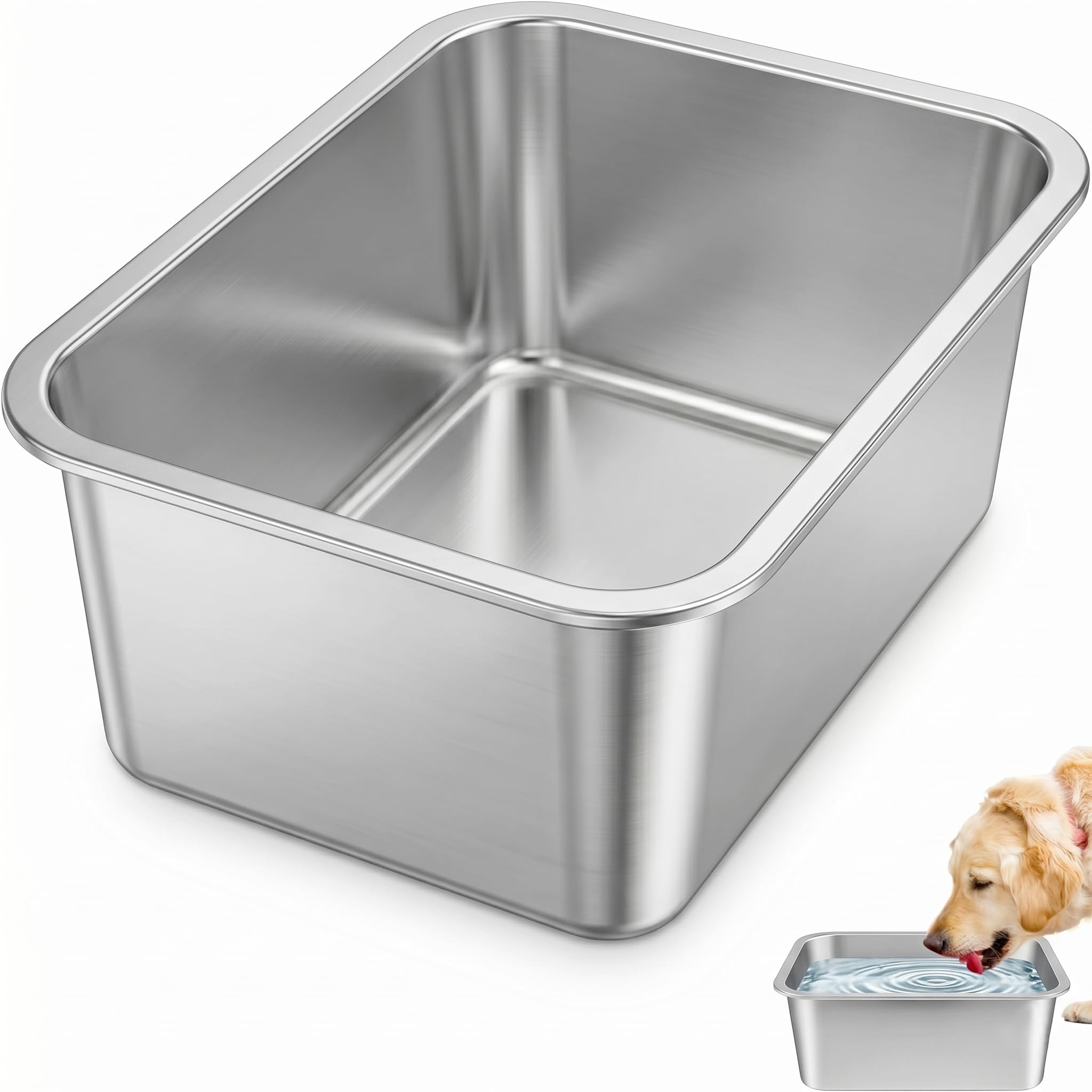Bwogue Extra großer Hundewassernapf für große Hunde, langlebiger Edelstahl-Hundenapf für Hunde, hohe Kapazität, Wasser- und Futternäpfe für große, große Hunde, 1 Packung