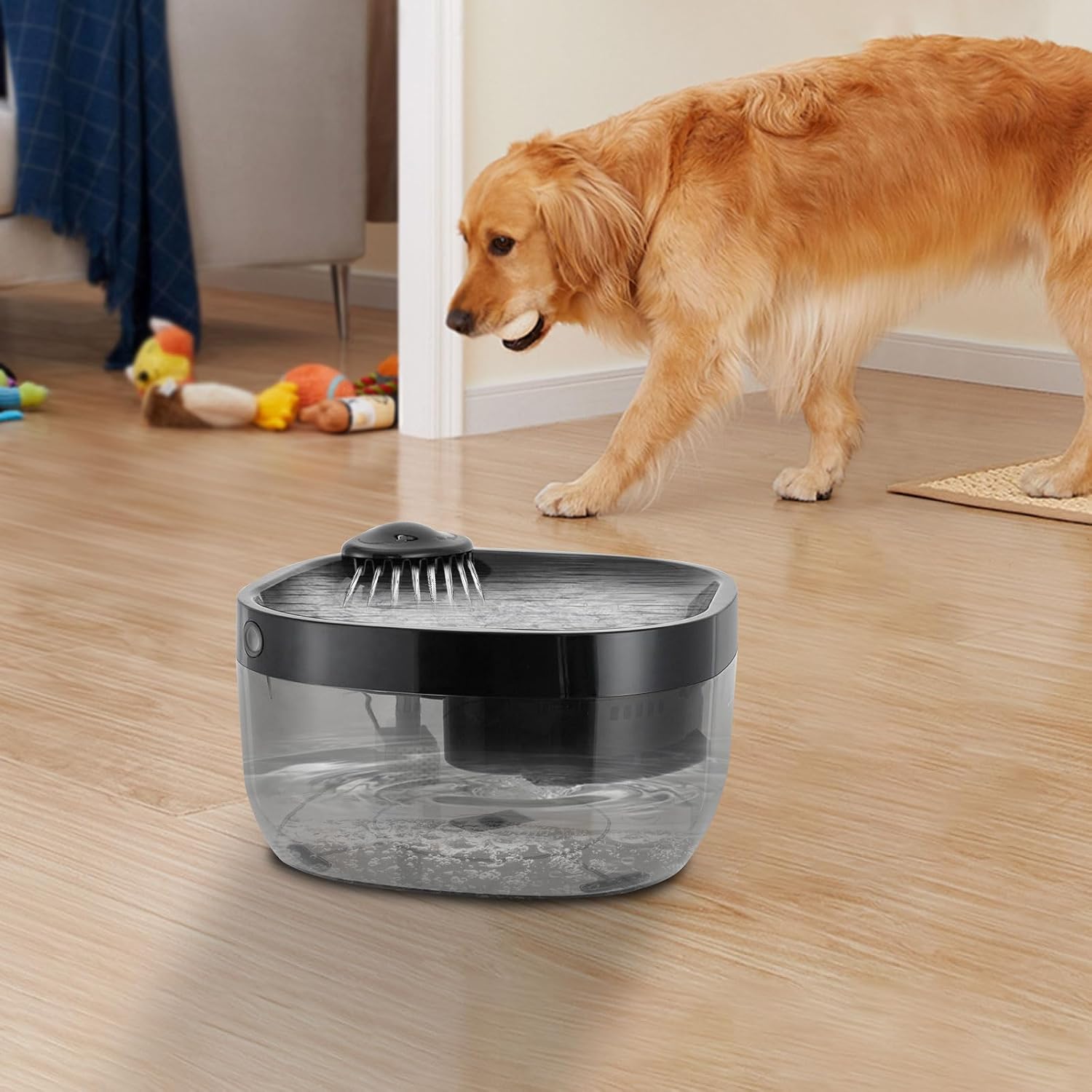 Cat Water Fountain, Electric Ultra Quiet Cat Drinking Fountain Rechargeable Dog Waterer Fountain Indoor 1.85gal Capacity Pet Water Fountain for Kitchen, Bedroom, Balcony (Black, CYD003)