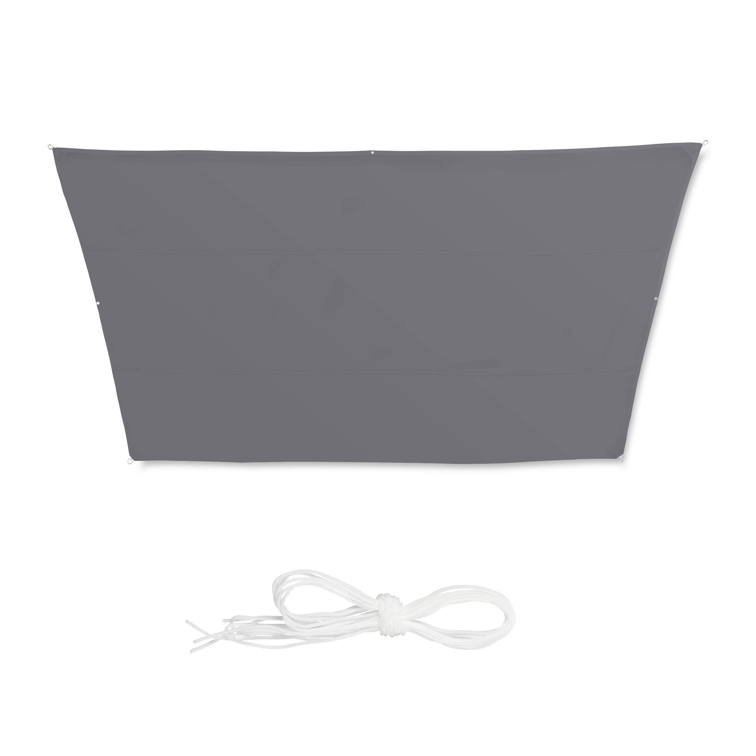 Voile d'ombrage anti-UV trapézoïdal gris pour grand balcon et terrasse