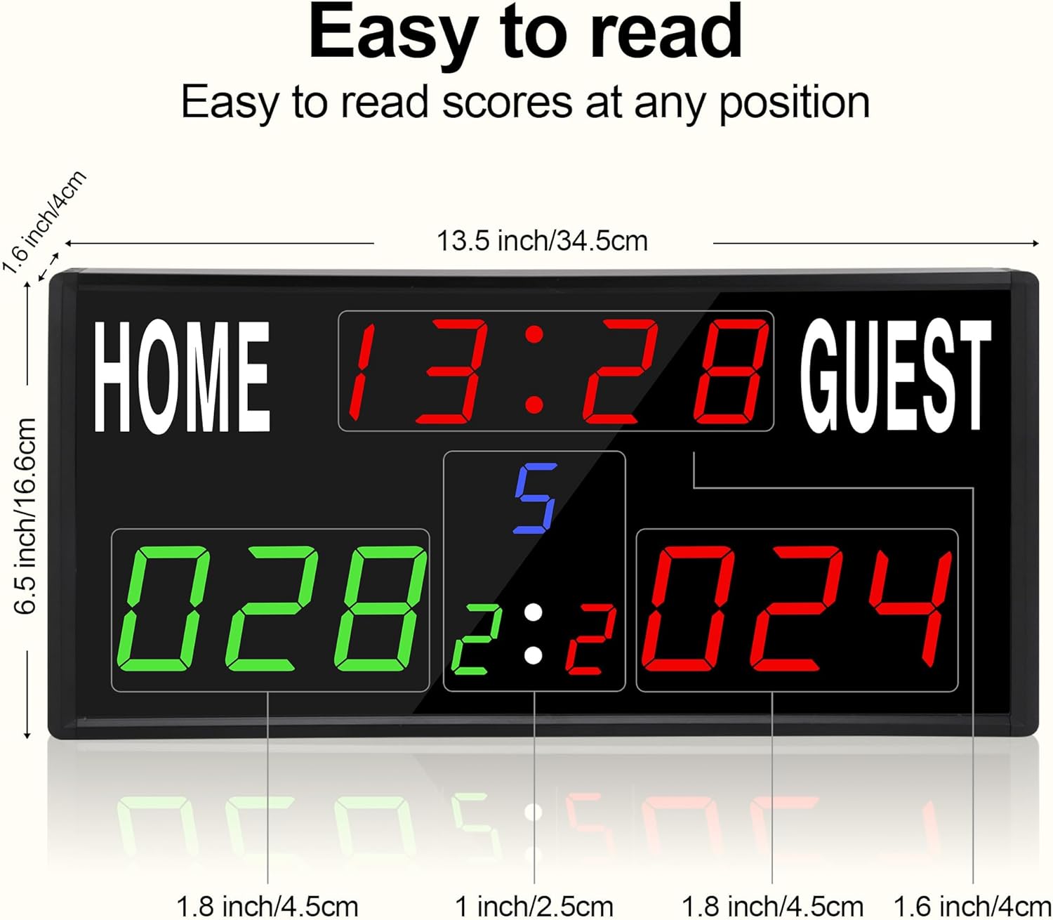 Scoreboard Electronic Digital Score Keeper with Remote Basketball Scoreboard Sports Score Ticker with Timer 24h Real Time for Football/Cornhole Hole/ping Pong/Table Tennis Dart Indoor&Outdoor Games