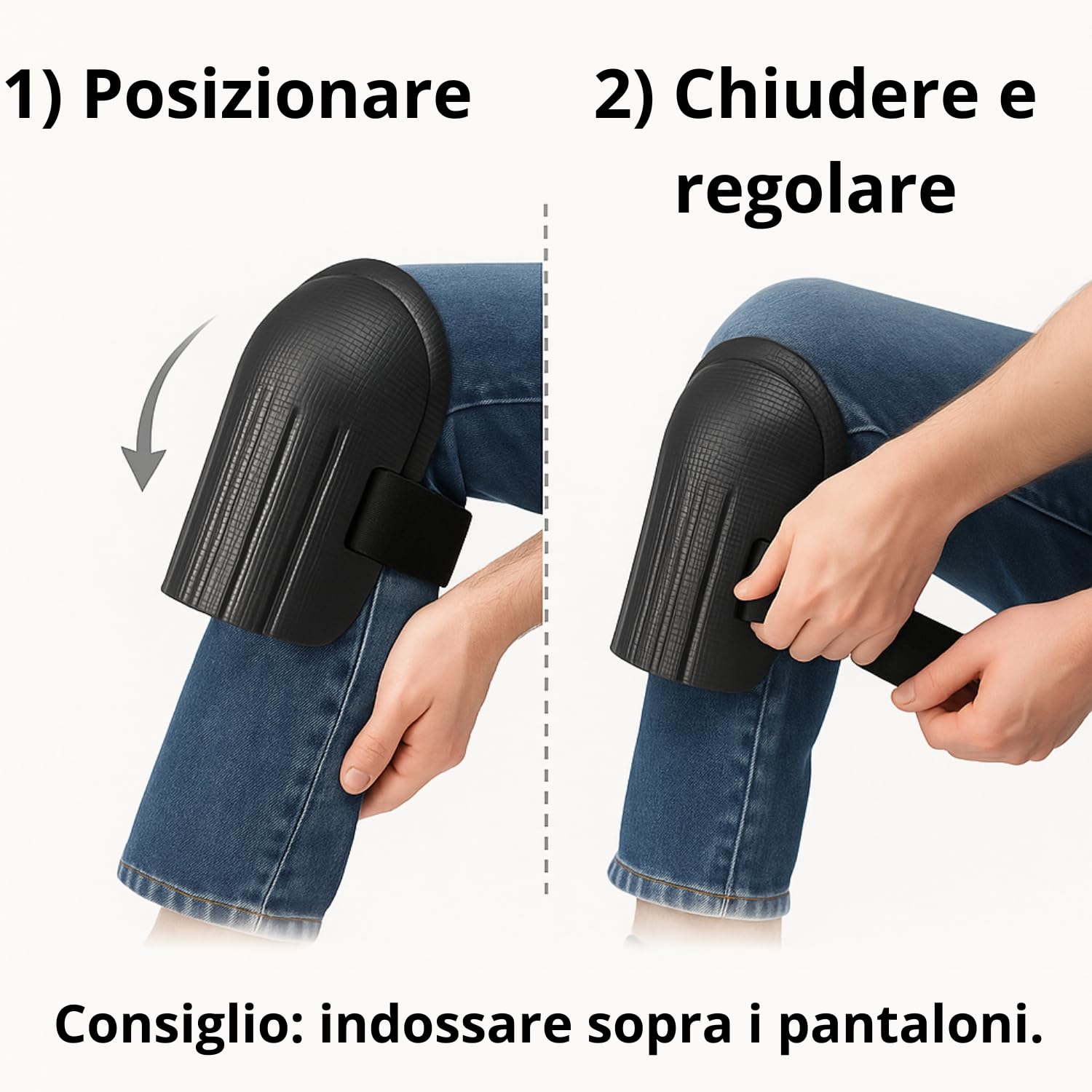 Ginocchiere da lavoro in EVA | Comfort duraturo, assorbimento degli urti | scratch regolabile | Fai da te, piastrellatura, giardinaggio | Coppia leggera e resistente all'acqua | Nero
