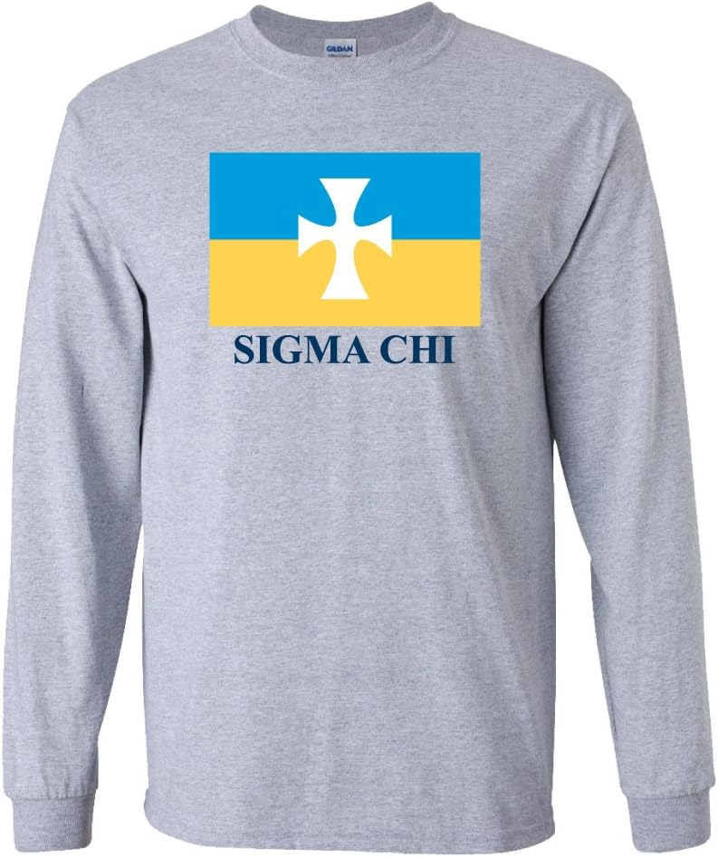 VictoryStore Apparel - Sigma Chi, Logo Flag Long Sleeve T-Shirt