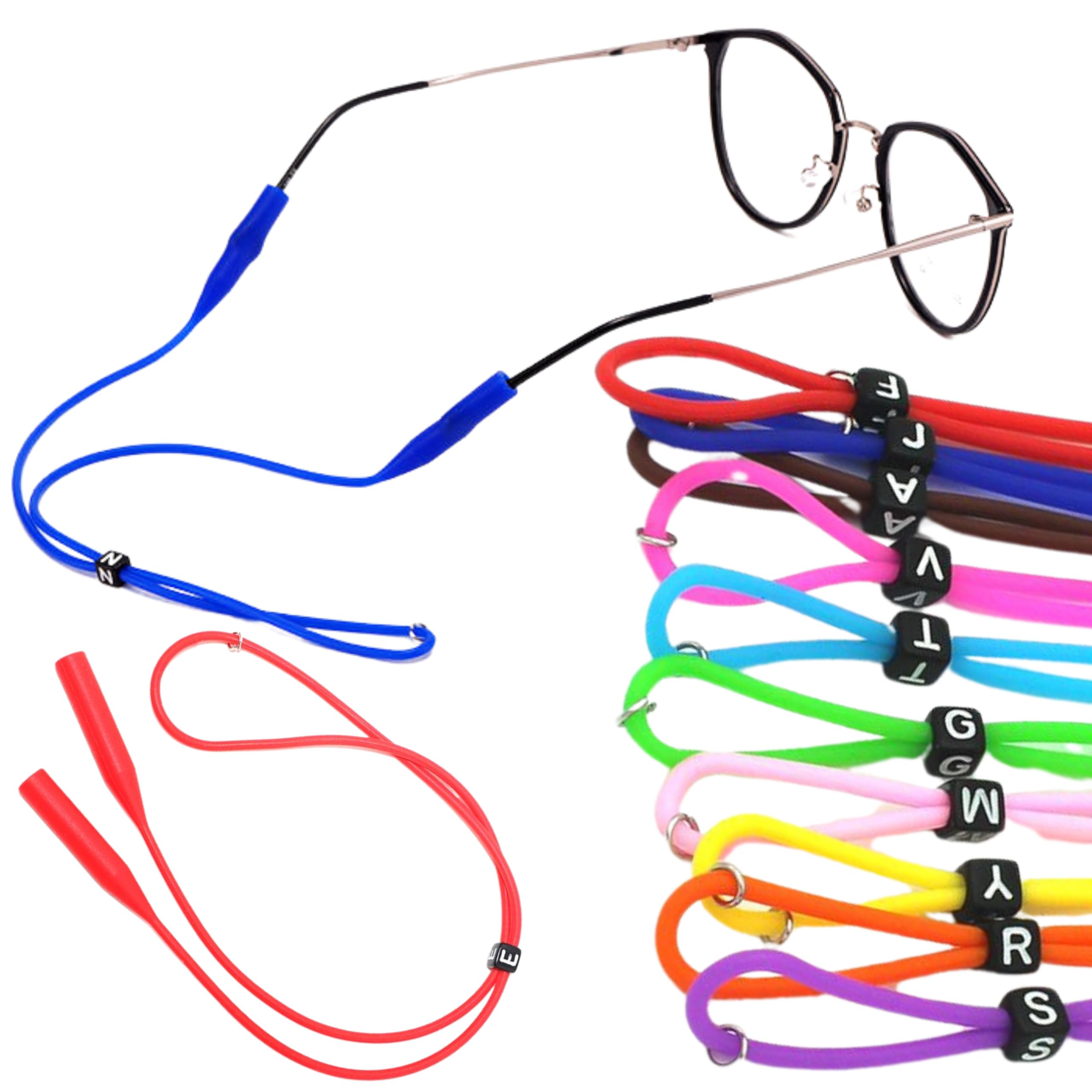 [Pack of 1Pcs Adjustable Silicone Eyewear Retainer Anti-Slip Sports Glasses Strap for Unisex | Universal Fit for Large Round-Head Temples Men|Women|Kids (BLACK)-image-38