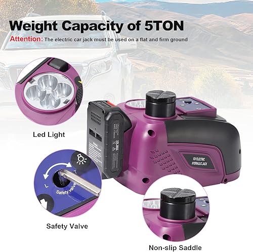 Miniatura 4 de Gato hidráulico de coche eléctrico inalámbrico de 5 toneladas con llave de impacto inalámbrica de 12 V, gato eléctrico de piso para SUV sedanes (2