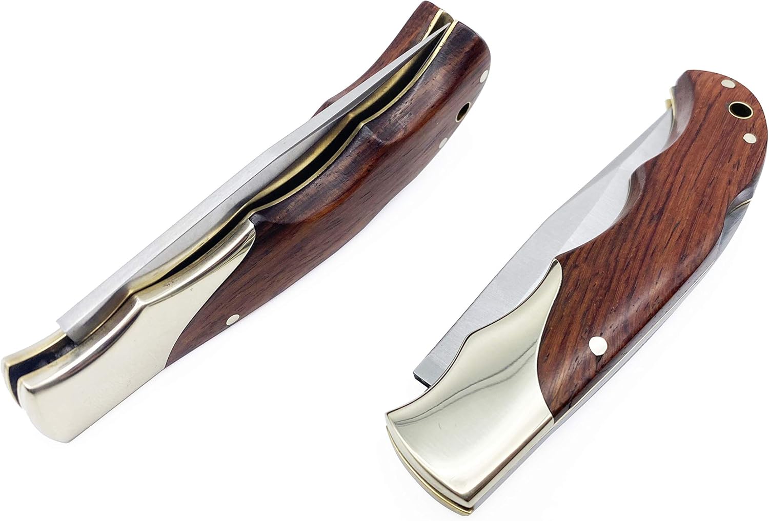 Herbertz Classic Gentleman Edition Pocket Folding Knife: Handcrafted Cocobolo Wood, Nickel Silver and Brass Handle, 440 Steel Super Blade, Germany Brand, Collectible for Outdoor Everyday Carry