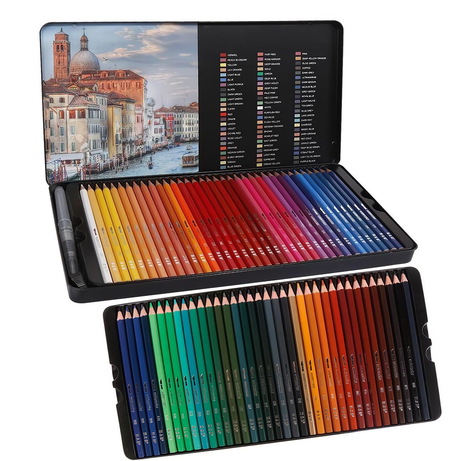 Holzsammlung 72 Lápices Acuarelables, Caja Lapices Colores Para Mezcla, capas y pintura de acuarela, Kit de Dibujo Profesional Coloreado para Adultos, Artistas Principiantes y Expertos#01