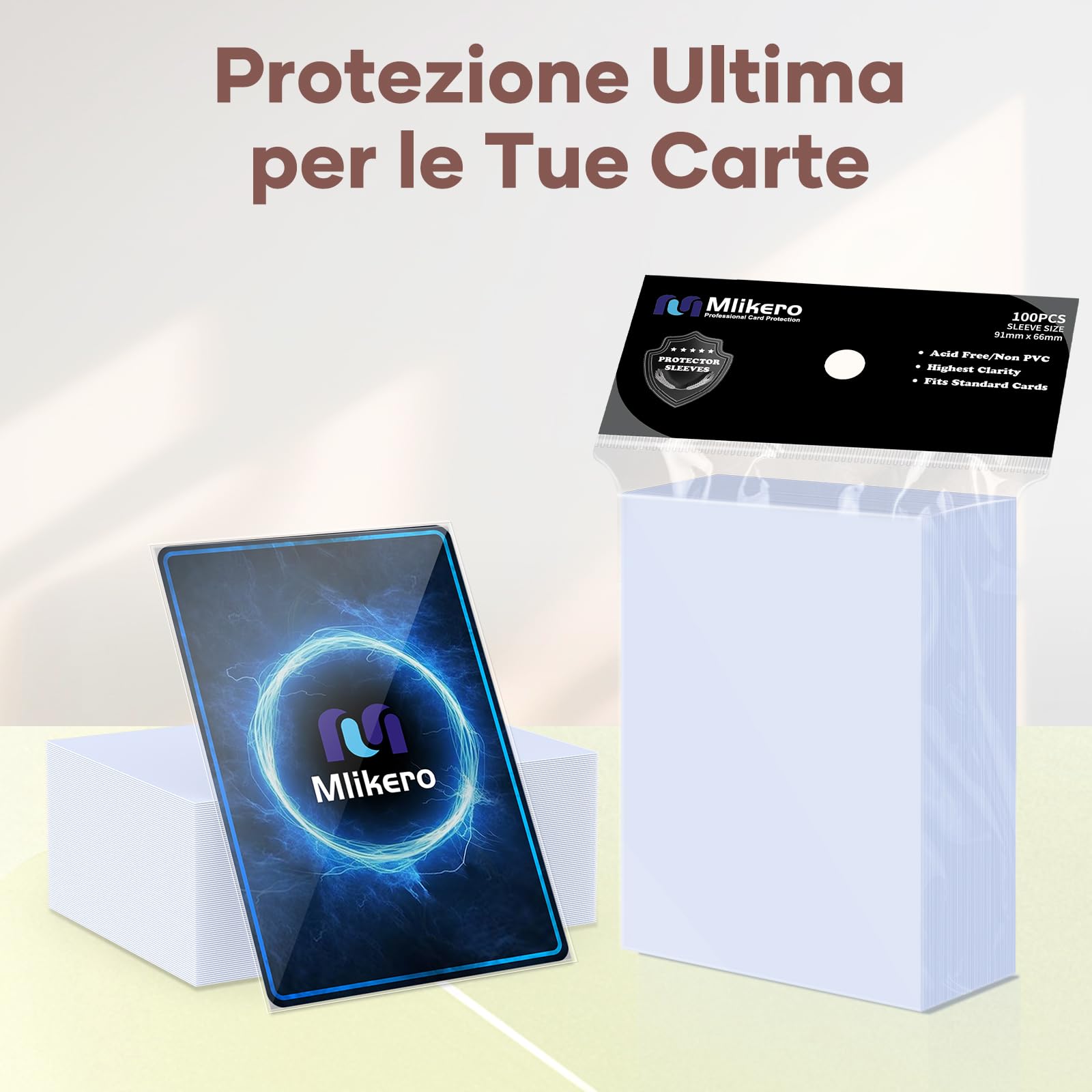 Mlikero 1000 Bustine Protettive, Bustine Carte Proteggi Carte per la Protezione e il Commercio delle Collezioni, 66 x 91 mm