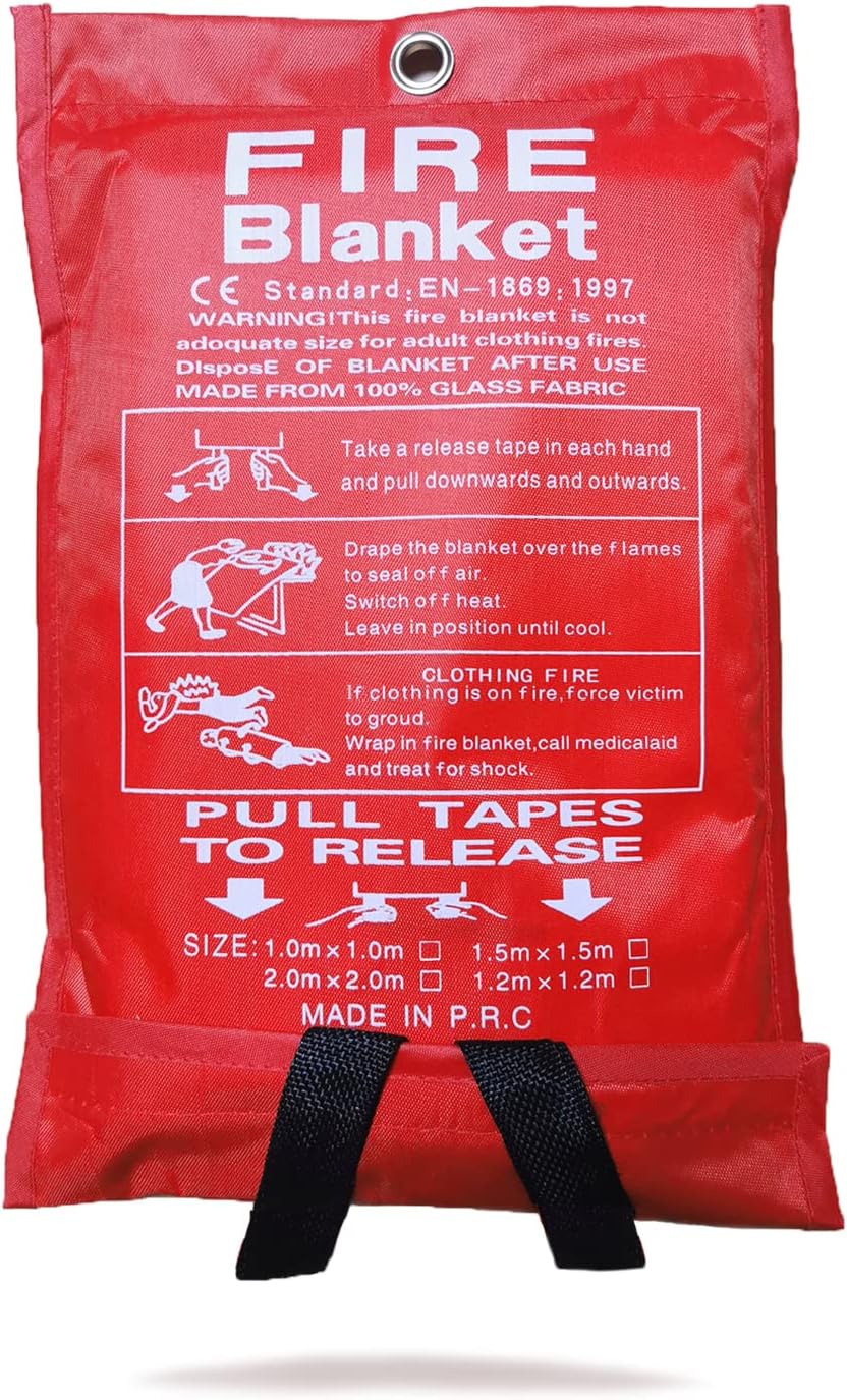 Emergency Fire Blanket for Home and Kitchen, 39 x 39 inches Reusable Fiberglass Fire Emergency Blanket Fire Shelter Safety Cover for Kitchen, Car, Camping, Grilling, Office, Warehouse (1 Pack)