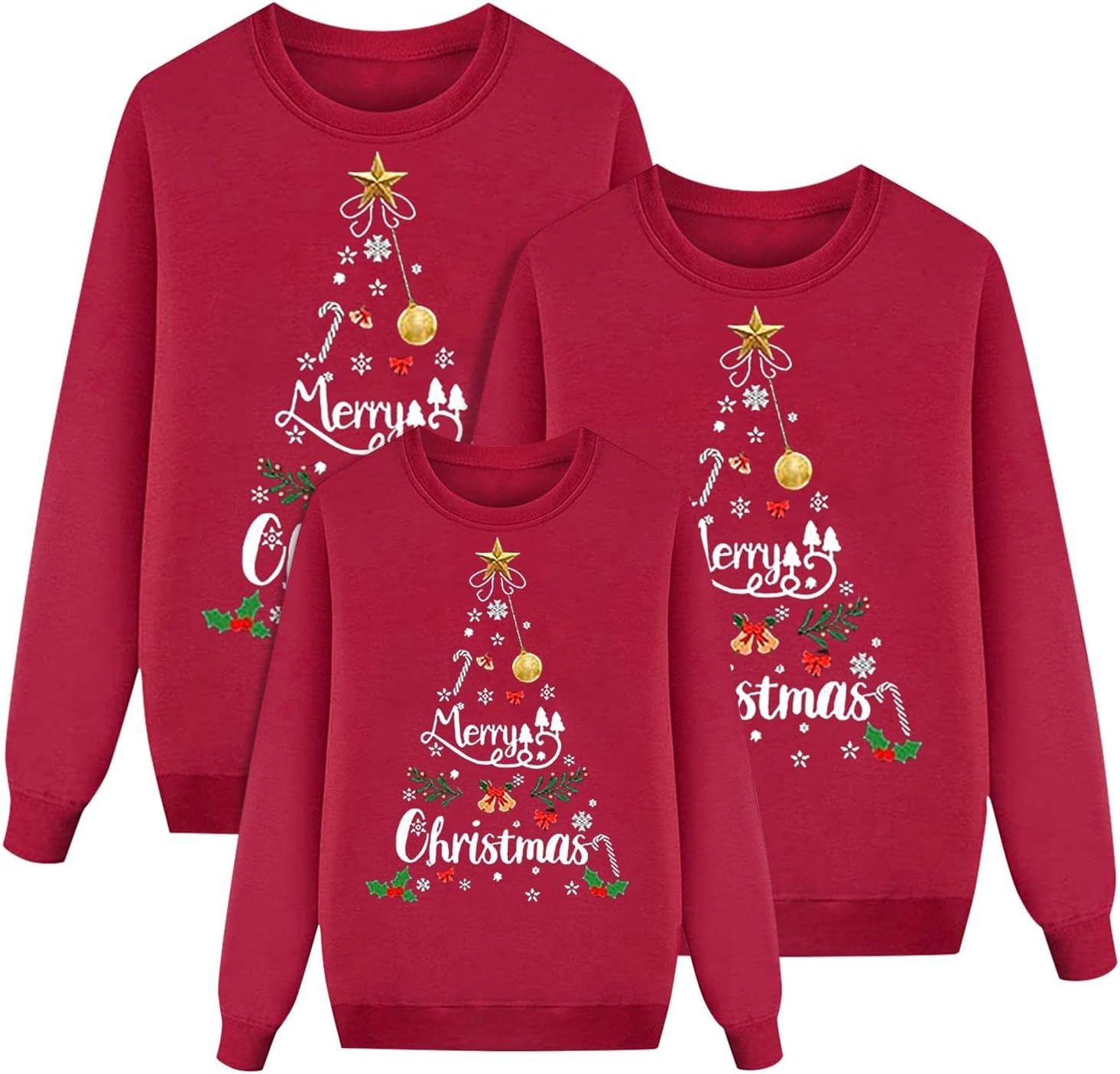 Pull De Noël Moche (Ugly Christmas Sweater) Femme/Enfant - Sweatshirt Manches Longues, Col Rond, Imprimé Lumineux - Cadeau Festif Famille