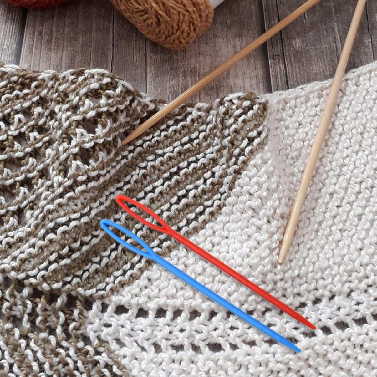 Gogogmee 1000pcs Knitting Needles Plastic Sweater Needles for Hand Sewing and Yarn Crafting Ergonomic Design Mixed Colors for Sweaters