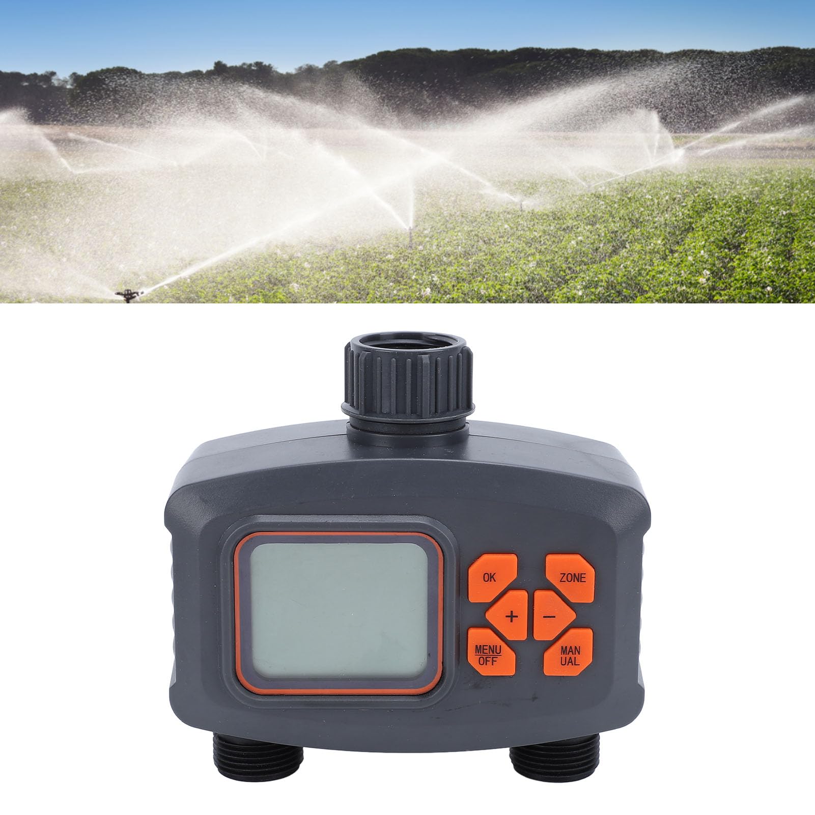 Timer digitale per rubinetto con tubo flessibile a 2 uscite, timer programmabile per irrigatore per giardino, irrigazione esterna, timer per acqua per tubo da giardino, materiale