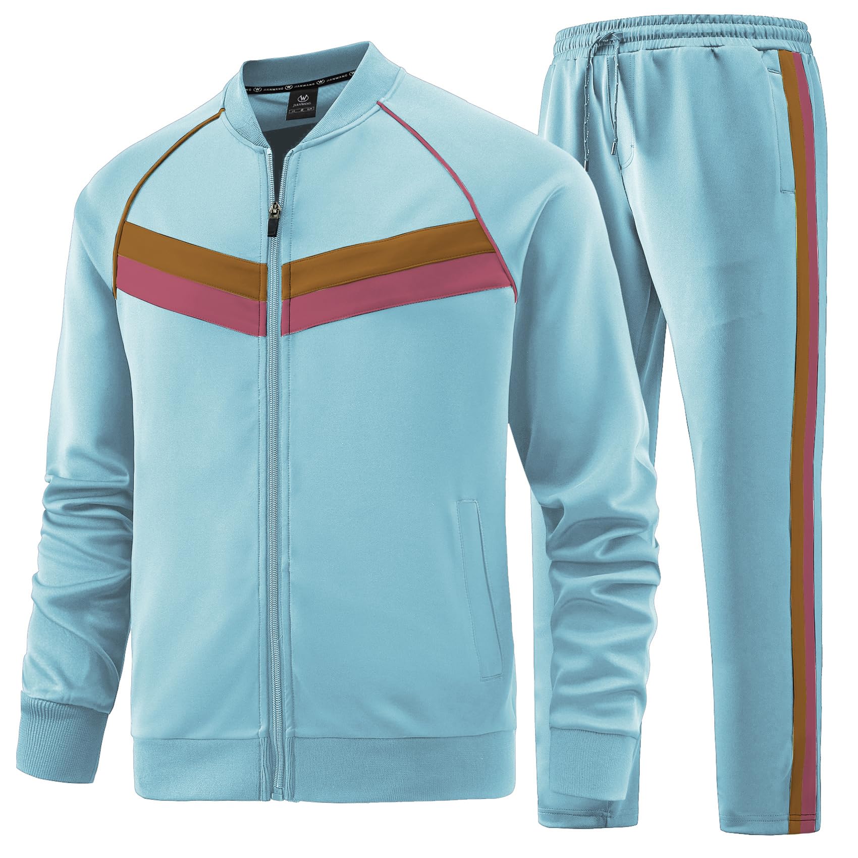 Photo 1 of ***DIRTY***W JIANWANG Track Jogging Suits for Men Set Running Sweatsuits 2 Piece Casual Tracksuits Joggers Outfits Workout Sports Jacket and Pants 0841 L
