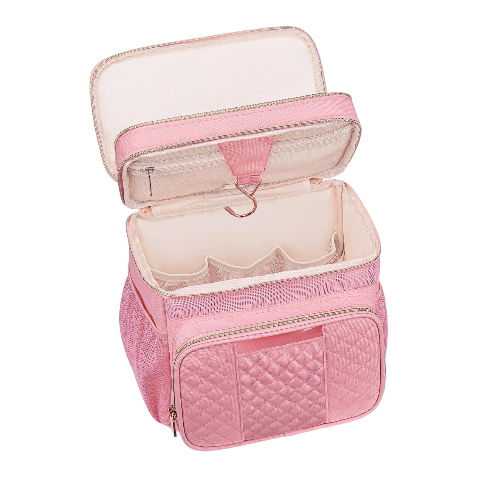 Buxuaaaa Reinforced Hook Bathroom Hanging Bag for Cosmetics Toothbrush Organization Multi Compartments Storage Organiser Travel Storage Bag with Compartments