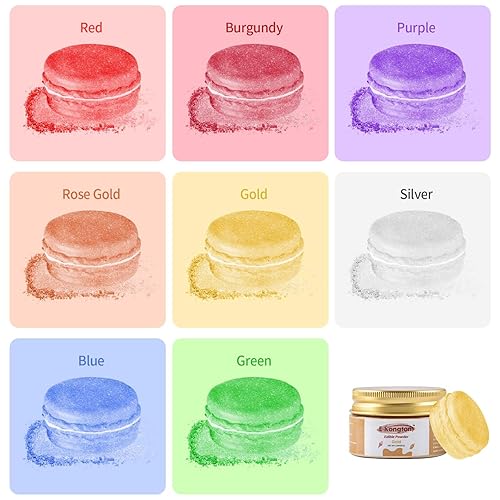 Miniatura 2 de E-Kongton Polvo de brillo comestible verde 0.25 oz de purpurina comestible para bebidas, fondant, decoración de pasteles, galletas, chocolates y
