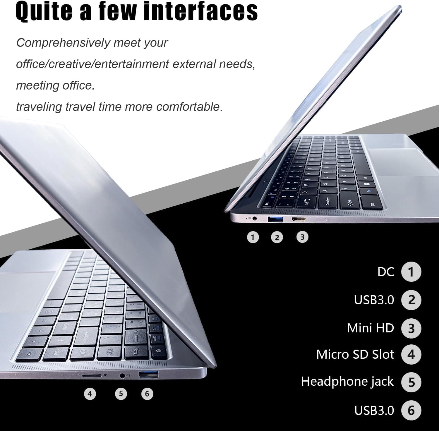 15.6 Inch Laptop 6GB RAM 256GB SSD Up to 4TB, WiFi Bluetooth/HDMI/HDD, Traditional Laptop Computers