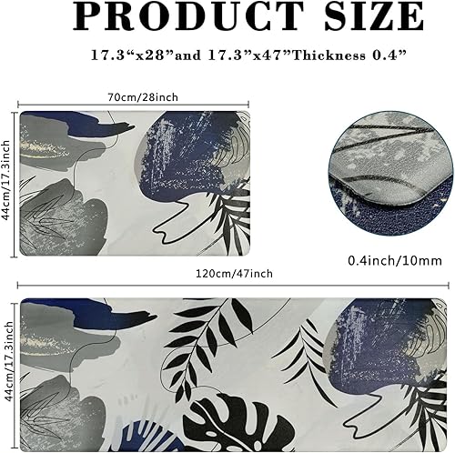 Miniatura 2 de Homcomoda Alfombras y tapetes de cocina antideslizantes y antifatiga, 2 piezas, bohemios, acolchados, impermeables, cómodos, para cocina, fregadero,