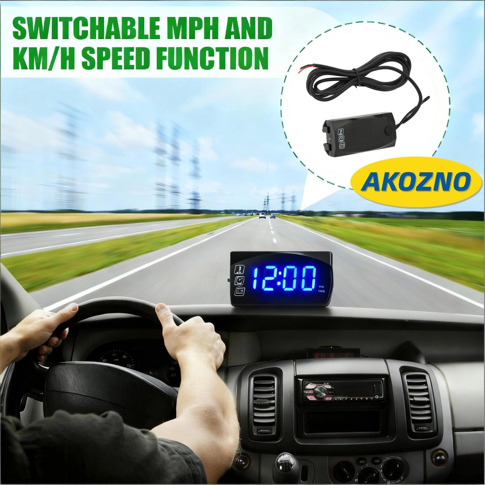Voltmètre Moto LED, Akozon 3-en-1 Moto Voltmètre Thermomètre Tension Horloge Électronique Jauge IP67 Compteur Étanche 6V-30V
