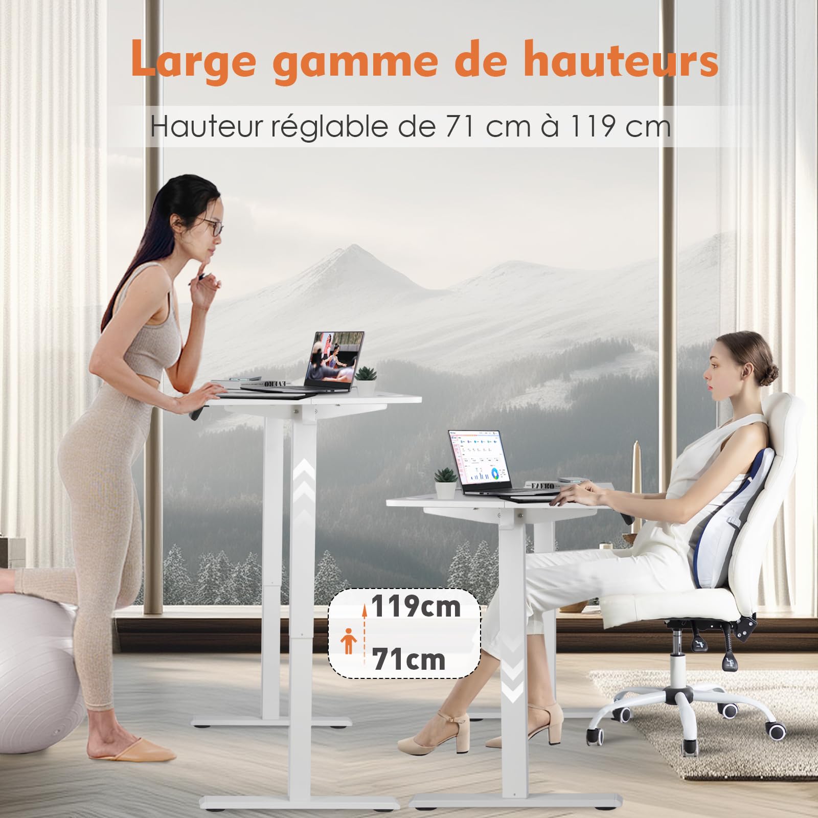 PACHIRA Elektrisch Höhenverstellbarer Schreibtisch, 120 * 60 cm Steh-Sitz-Tisch Mit Memory-Steuerung & LED-Anzeige, Stehpult Mit Haken & Kabelmanagement, Ergonomischer Arbeitstisch Fürs Haus Büro