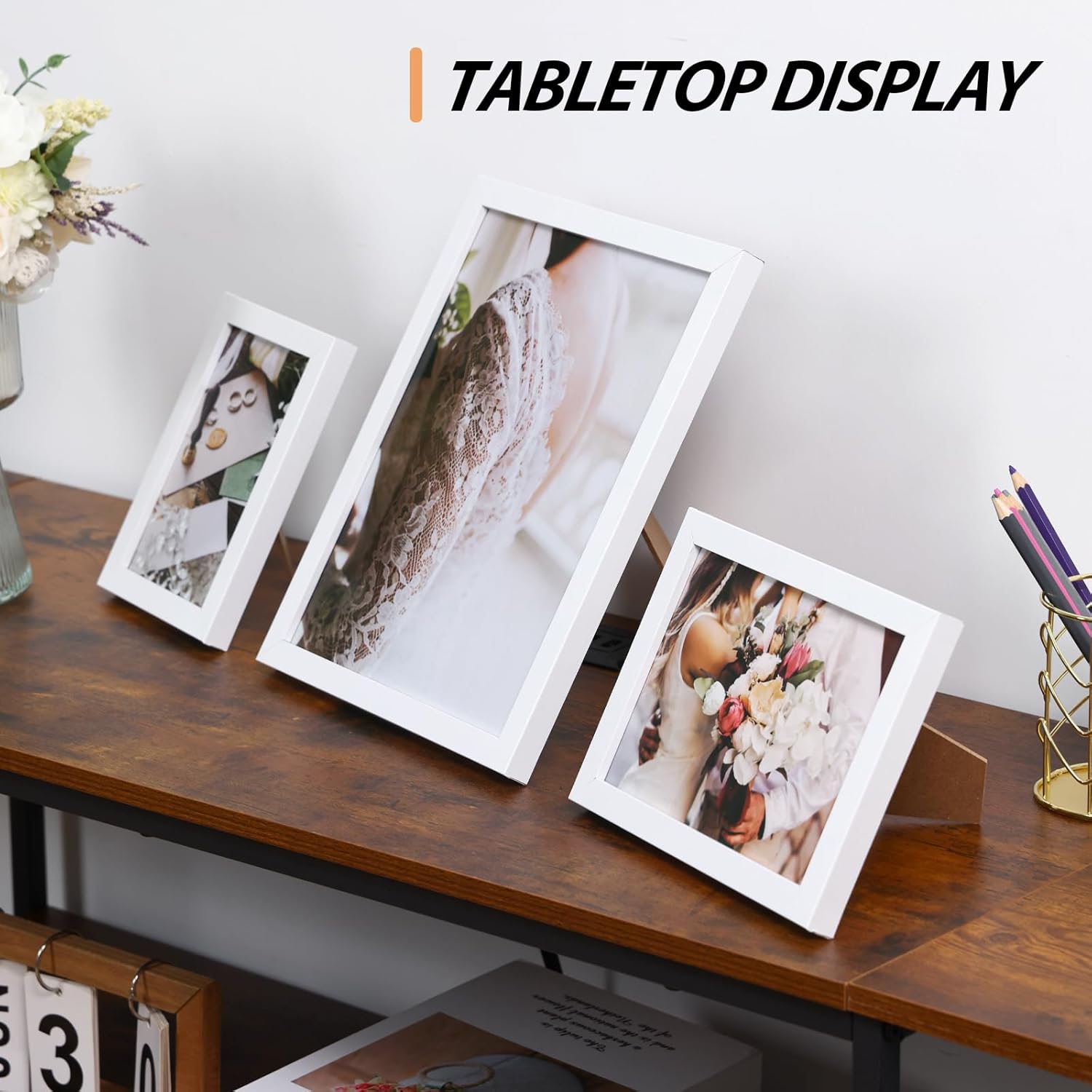 Fixwal Picture Frames, 10 Pack Collage White Picture Frame Set for Wall Gallery Decor, Hanging or Tabletop Display Multi Sizes Photo Frames Including 8x10, 5x7, 4x6, White - Image 5