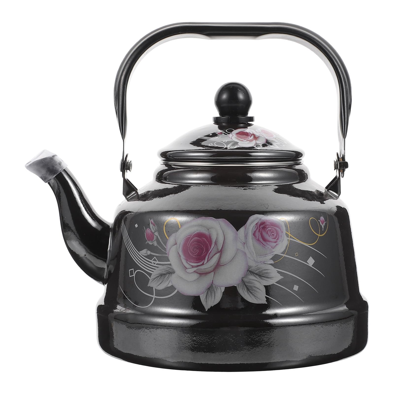 Bouilloire émail noire 1,7l rétro induction gaz pot eau cuisine