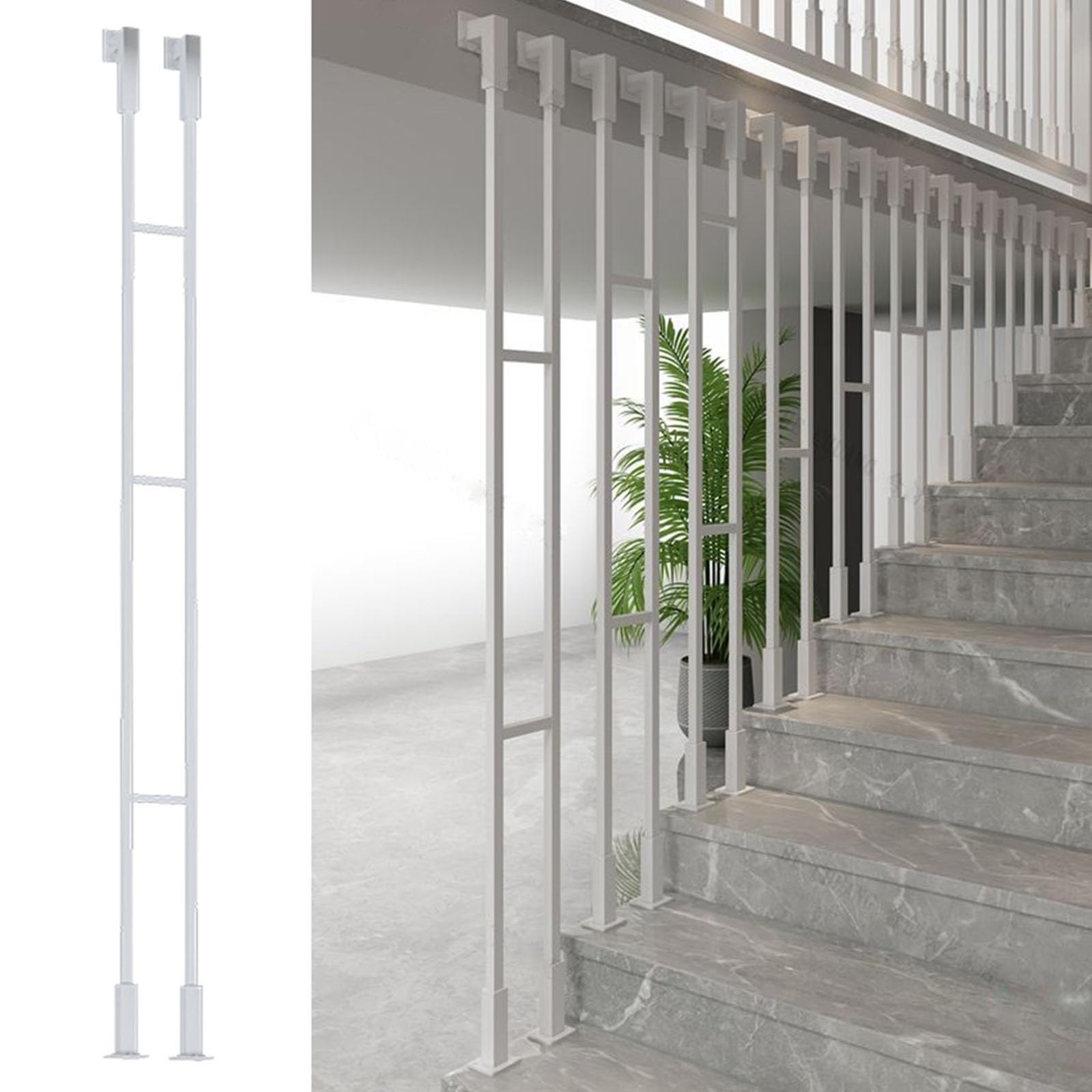 Customizable Wrought Iron Stair Railings - Elegant Balusters for Straight & Sloped Stairs, Indoor/Outdoor ils for Hotels, Villages, Offices