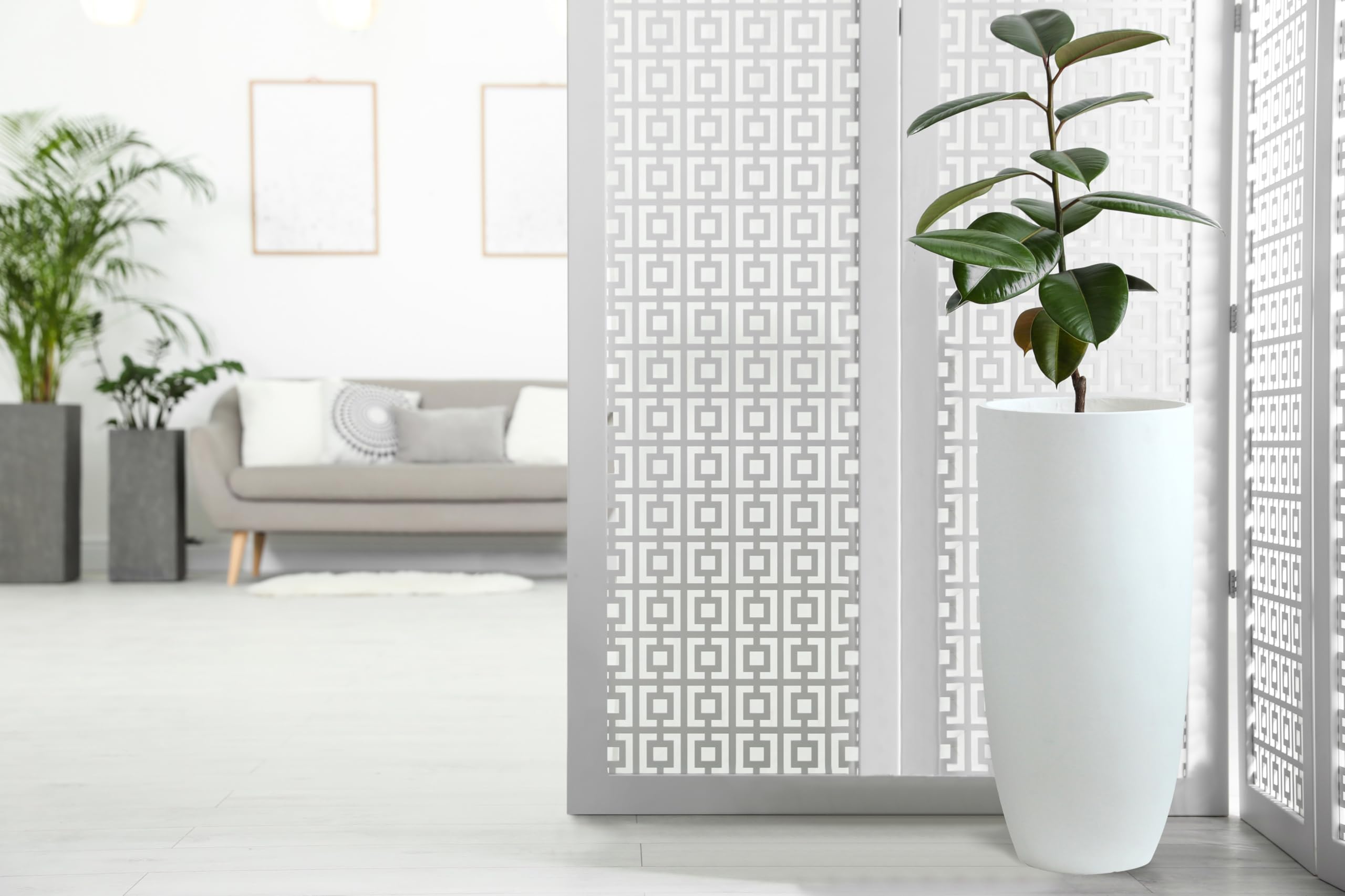 Olly & Rose Vaso alto in fibra bianco opaco, altezza 65 cm, diametro 30 cm, vasi grandi per piante e vasi da fiori per giardino e casa