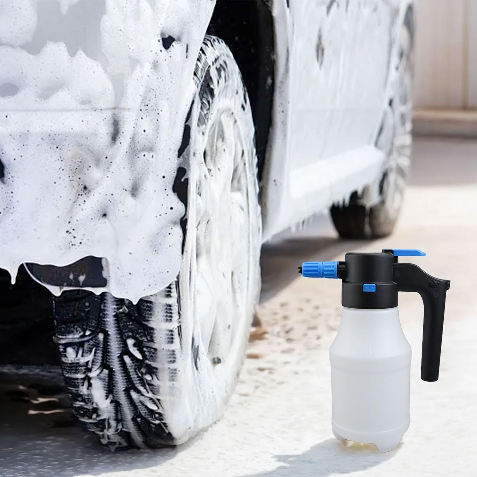 Pulverizador de espuma para coche eléctrico, 1,5 L, bomba recargable por USB, para limpieza de espuma densa, kit portátil de lavado de vehículos