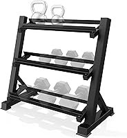 Zlinke 3-Tier Dumbbell Rack: 1100LB Capacity Adjustable Organizer for Home Gym Dumbbells, Kettlebells & Weights