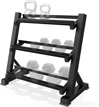 Zlinke 3-Tier Dumbbell Rack Multilevel Weight Storage Organizer for Home Gym, Weight Rack for Dumbbells, Kettlebells,1100LBS Capacity Rack Only