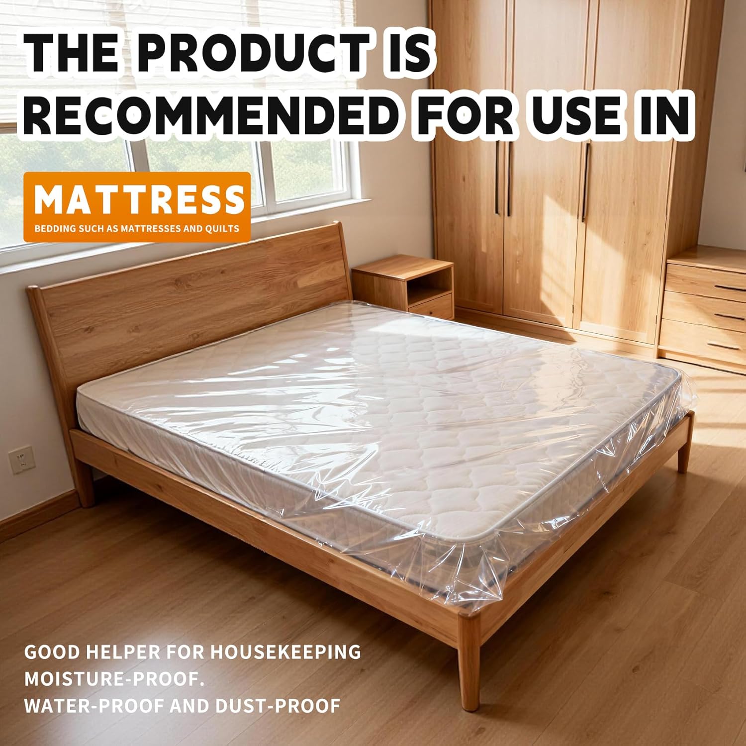 TopSoon 2PK Clear Plastic Mattress Bag - Moving & Storage Cover for Mattress or Box Spring - Heavy-Duty Disposal Supplies (4mil, King)