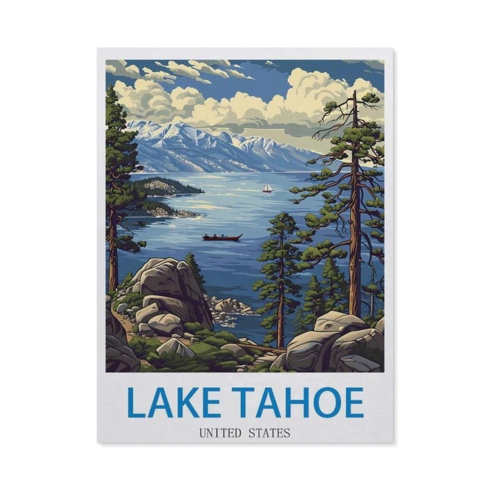 BEAYODKP Diamond Painting，Lake Tahoe United States，Diamond Painting Art Embroidery Cross Stitch Pictures Gift Wall Decoration（50 x 60 cm/19.68 x 23.62 inches）-CJ10