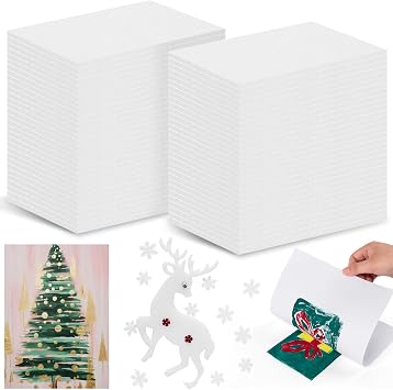 HFKPJRT 50 Pcs Foam Printing Plates, 4 x 6 Inch White Foam Sheets, 2mm Thick Eva Foam Board for Crafts, Styrofoam Sheets Set for Card Making, Crafting, Printing, Stamp, Classroom, Scrap Booking
