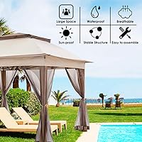 Vista 5 de Tienda de campaña desplegable instantánea de 11 x 11 pies con mosquitera + bolsa de transporte al aire libre, carpa de glorieta suave