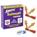 Simon's Swimwell reusable silicon swimming earplugs, waterproof earplus for swim, surfing, bathing, Sports, noise blocking, sound blocking earplugs for adults, men, women & kids - Pack of 2 gallery image