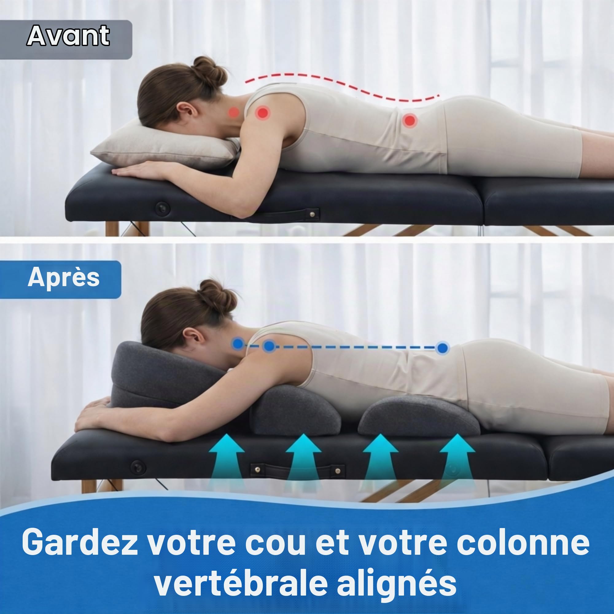 Coussin Massage Visage avec Trou Respirant, Appui Tête pour Table de Massage Lit,Coussin de Soutien de la Poitrine, Coussin de Poitrine pour Table de Massage, Coussin en Mousse À Mémoire pour Spa (A)