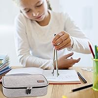 Vista 8 de Estuche para lápices de gran capacidad, bolsa de tela Oxford, bolsa de almacenamiento para rotuladores de lápices, soporte para papelería para Gris