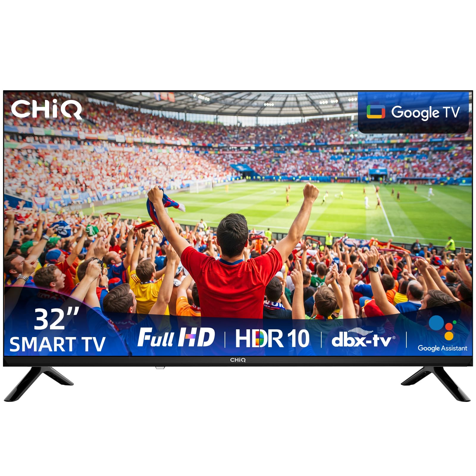 CHiQ LF32FT Smart TV 32 Inch (80 cm), Full HD, HDR10, Google TV OS, Dolby Audio,Chromecast Integrado, Diseño Metal Sin Marco, Sintonizador DVB-C/T/T2/S/S2