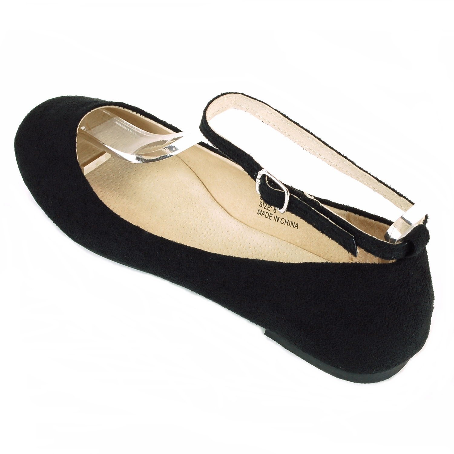 alpine swiss Ballerine Calla con cinturino alla caviglia foderate in pelle scamosciata da donna