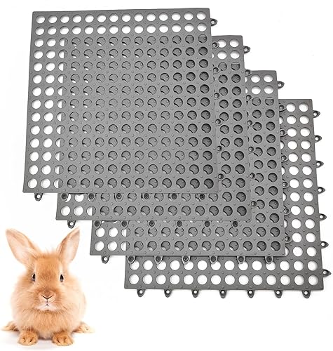 Vista 11 de BNOSDM Alfombrilla para patas de conejo, 4 unidades, tapete de plástico para descansar con agujero para conejillo de indias, chinchilla, hurón, Verde