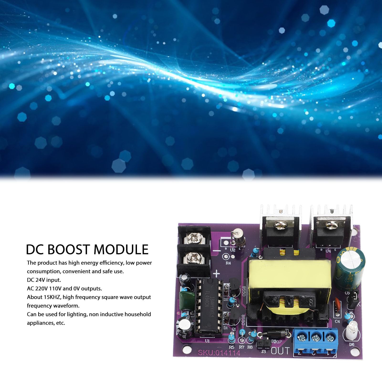 Modulo Convertitore cc ca, 100W 24V ca A 0-110 V-220V cc Modulo Inverter di Uscita Alimentatore Boost di Tensione, per Barra Led, Motore, Elettrico