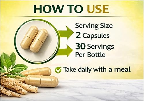 Miniatura 6 de H4U Ashwagandha Suplemento dietético extra fuerte de 1300 mg, 60 cápsulas vegetarianas (estándar 1300 mg - 1 paquete)