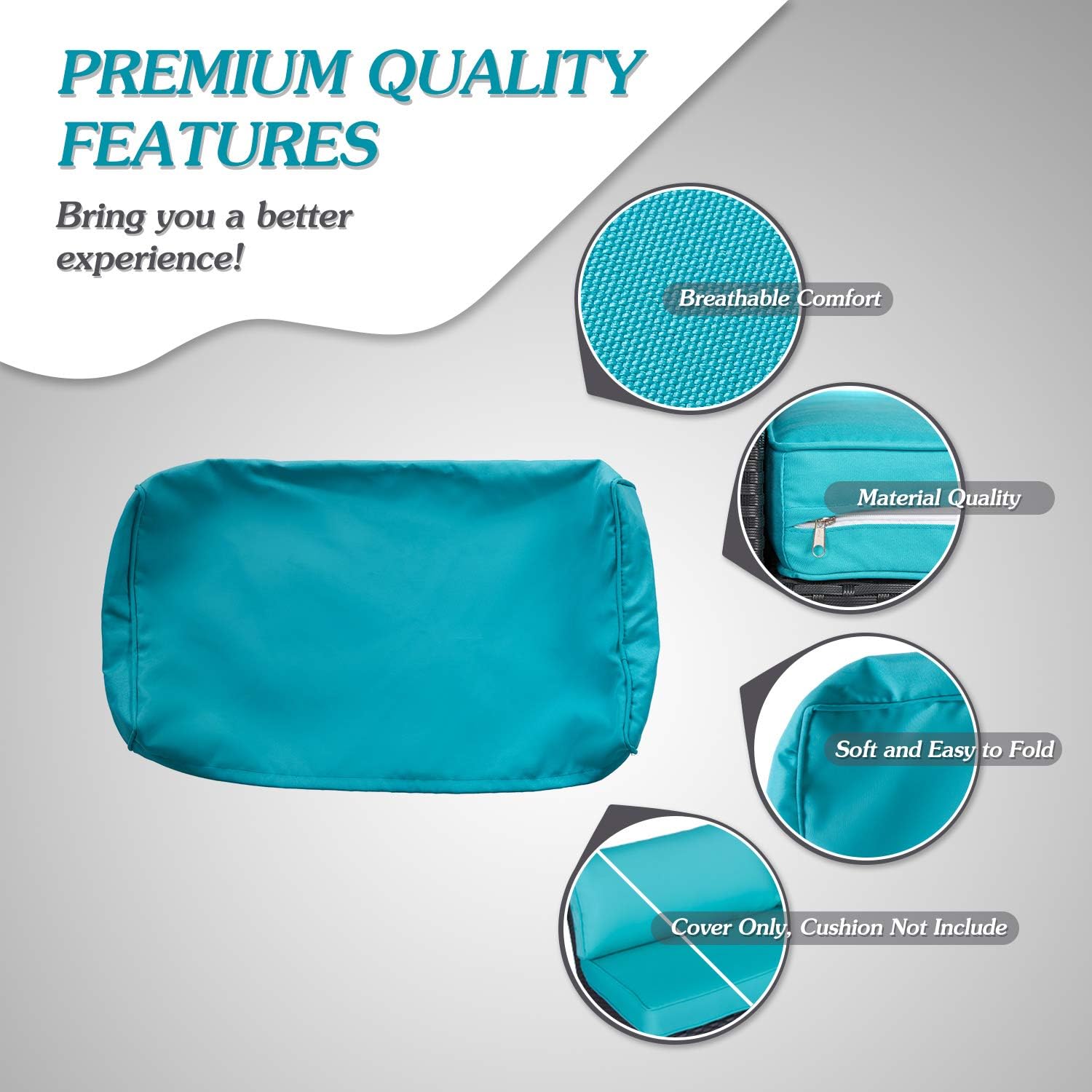 Kinsuite 14Pcs Patio Cushion Covers - Patio Sectional Sofas Cushion Cover, Waterproof Replacement Cushion Slipcovers Set for 7pcs Outdoor Wicker Couch, Turquoise
