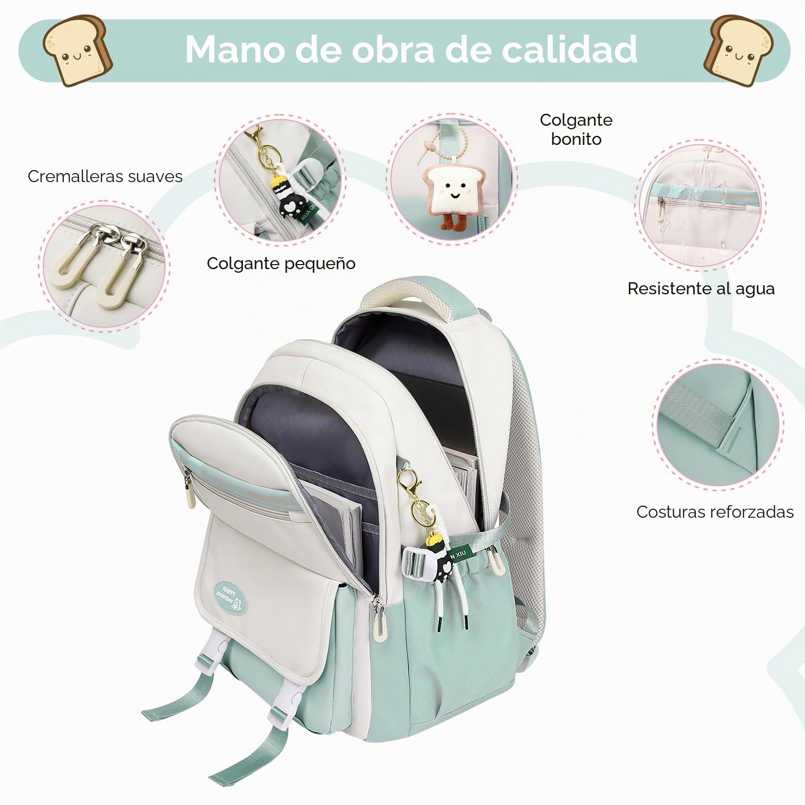 Tanou Mochila Escolar Adolescente Niña, Juego de Mochila Chica con Bandolera y Estuche para Lápices, Mochilas Informal de Gran Capacidad para Colegio, Instituto