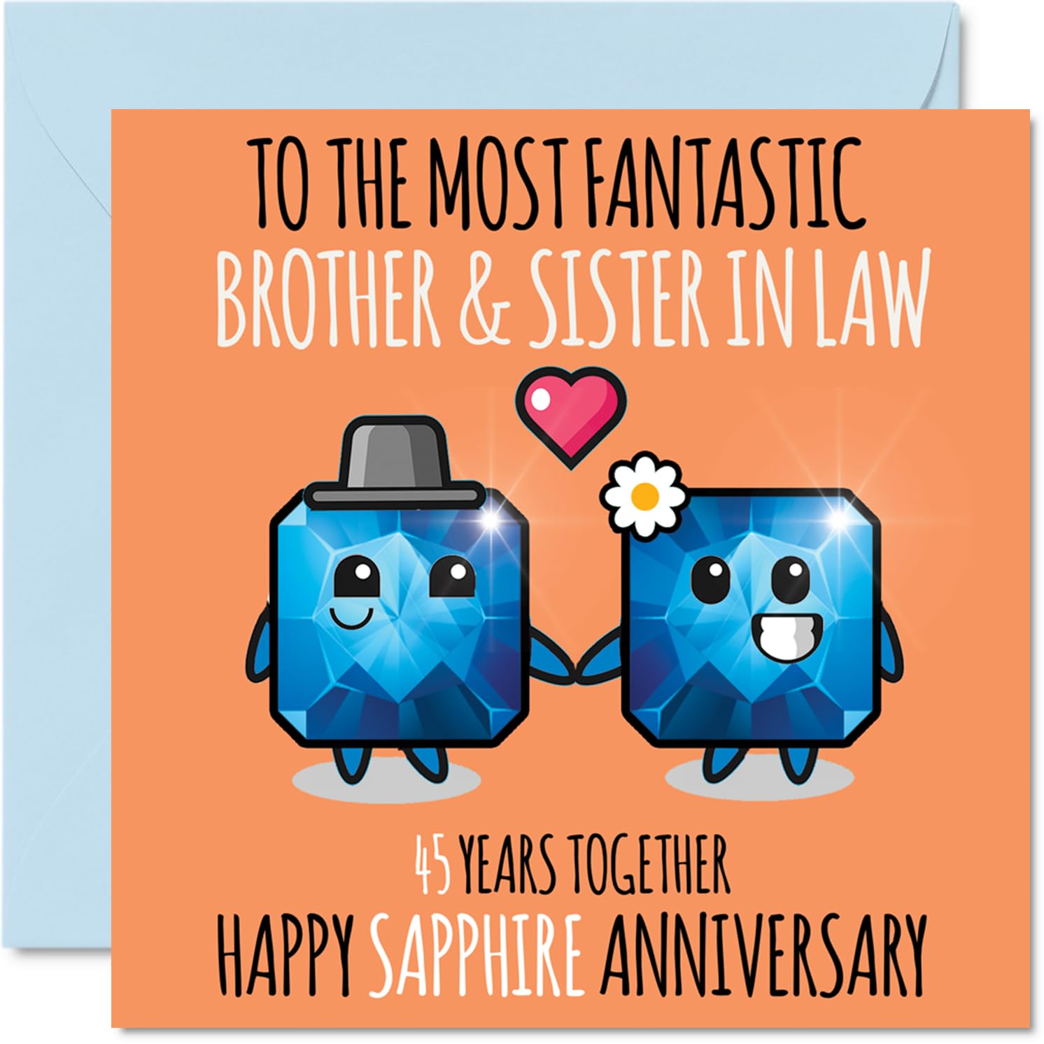 Cute Sapphire Anniversary Card for Brother & Sister In Law - 45 Years Together - Happy 45th Wedding Anniversary Cards for Sister In Law Brother, 145mm Greeting Cards Anniversaries