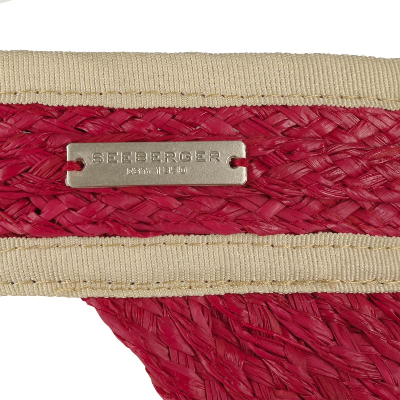 Seeberger Visera para el Sol Avestina Rafia Mujer - de Paja con Primavera/Verano Verano - Talla única Rojo