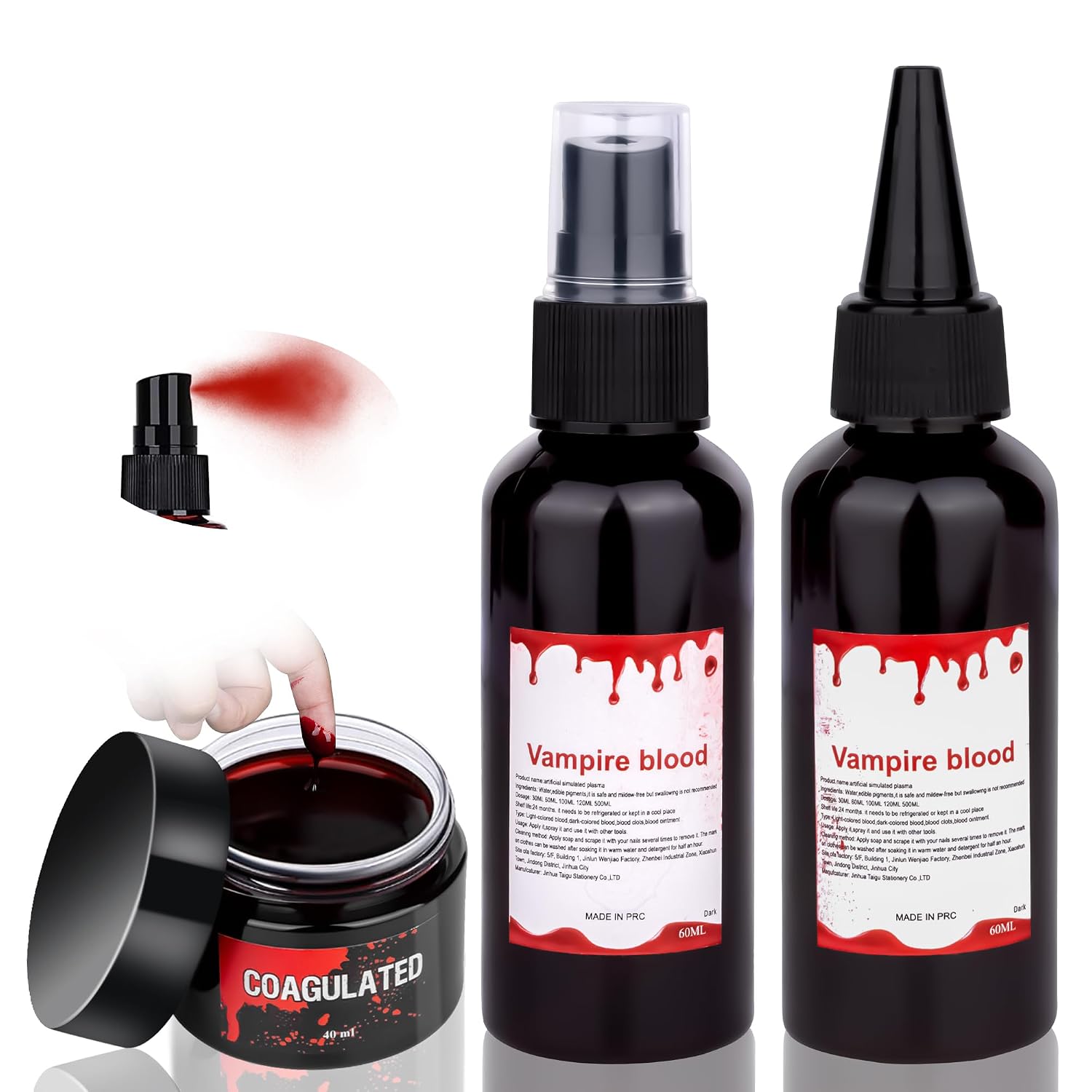 Halloween Fake Blood Makeup Kit - Realistic Faux Blood Spray