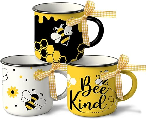 Paayna Bumble Bee - Juego de 3 mini tazas de café con temática de primavera y verano, mini tazas de café de colmena de abeja para decoración de disponible en Yaxa Colombia