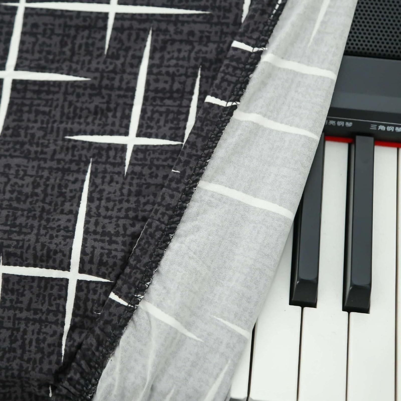 Klaviertastaturabdeckung für 61/88 Tasten, solide, verstellbar, dehnbar, Tastaturabdeckung mit Gummiband für kleine, große elektrische Digitalpiano (Weiß, L)